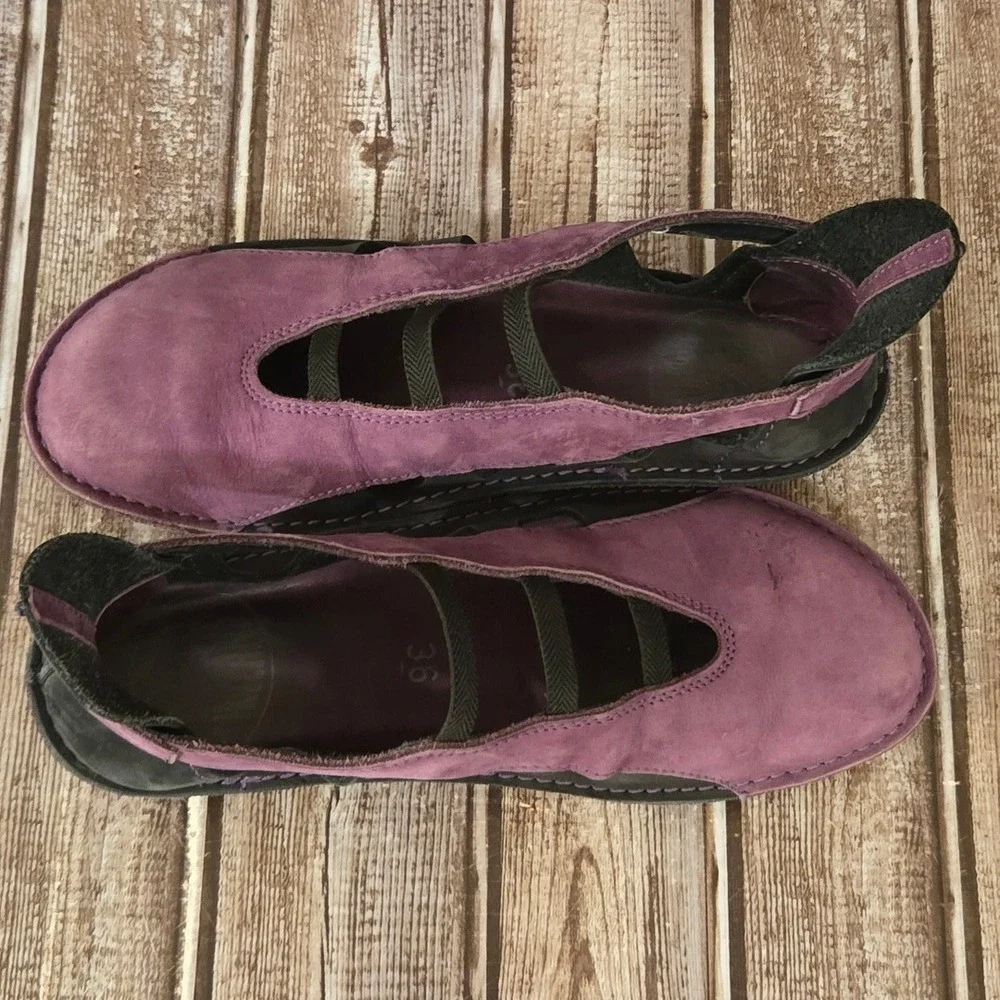Sz 36 / 6 Loints of Holland Purple Black Cutout Nubuck/ Elastic Flats Shoes